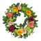 National Tree Company Artificial Spring Wreath, Woven Branch Base, Decorated with Rose and Peony Blooms, Apples, Leafy Greens, Spring Collection, 22 Inches